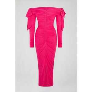 Women's ATOIR Pink Aliah Off-Shoulder Long Sleeve Midi Dress S